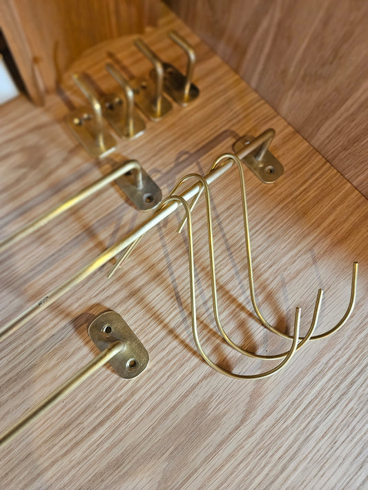 Brass hooks and rods