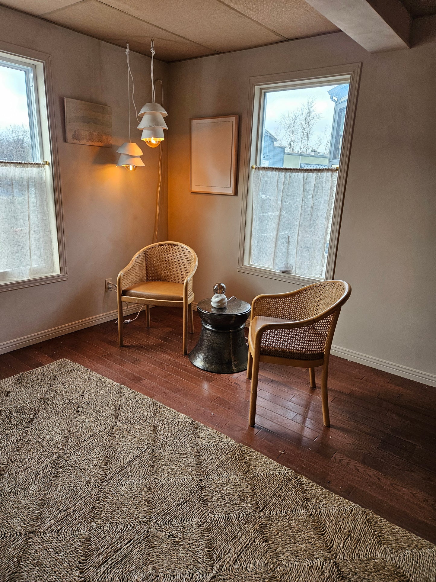 Cane bucket chair set