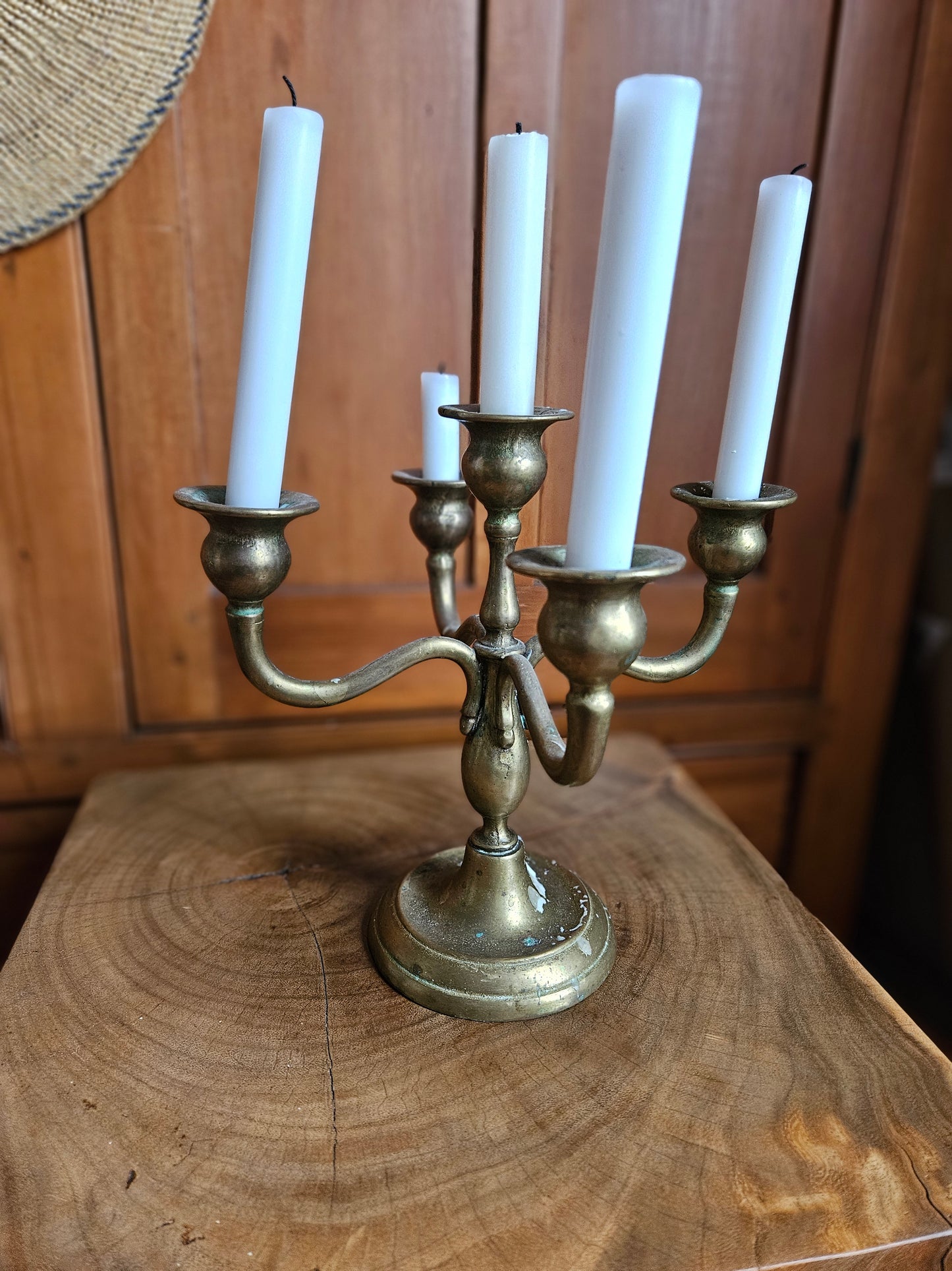 5 tier solid brass candelabra