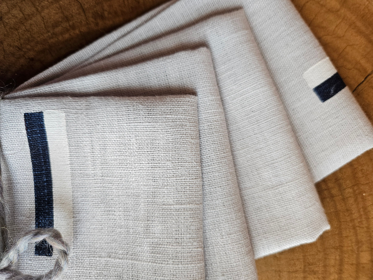 Serviettes en lin gris bleu clair