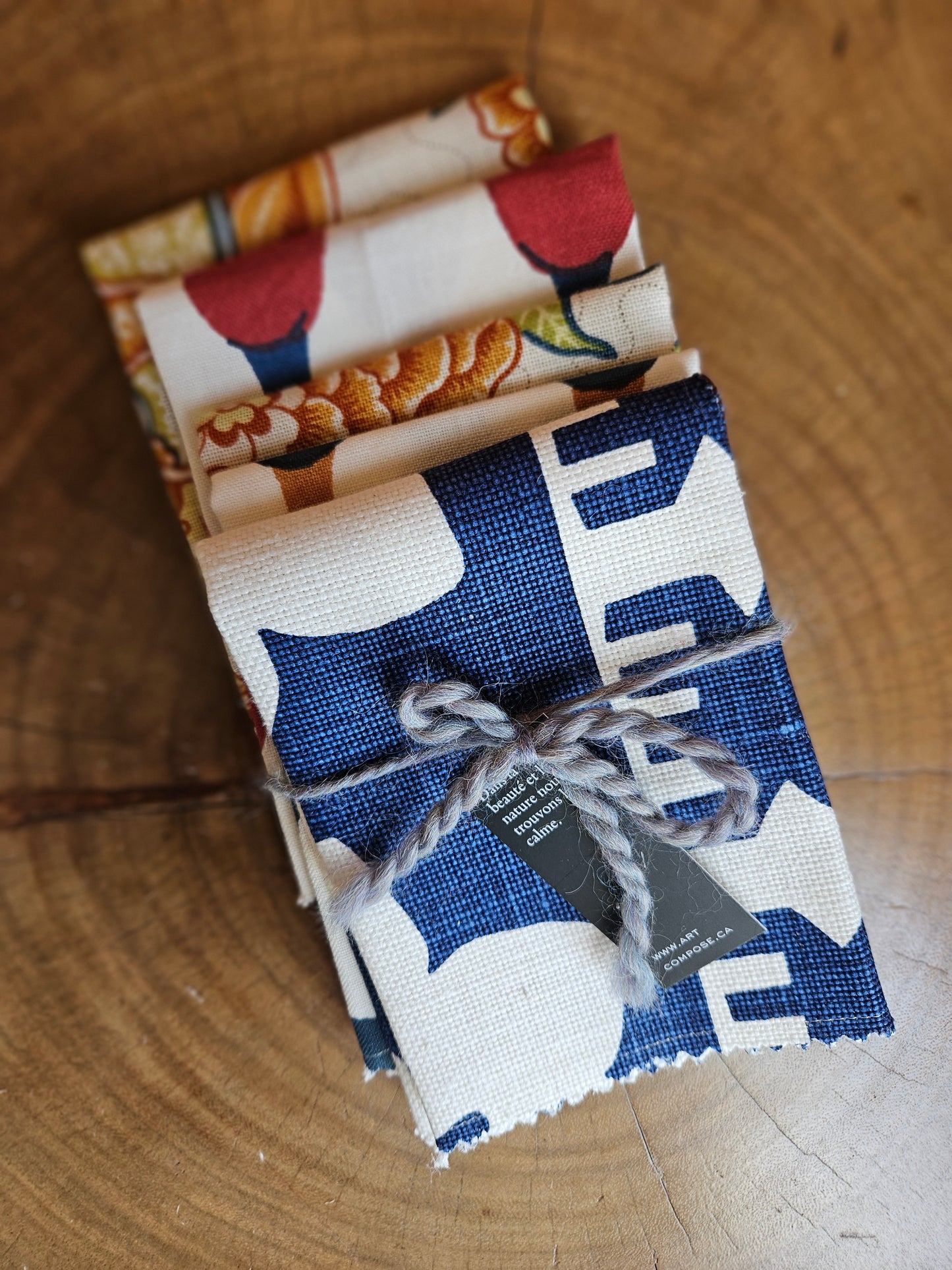 Serviette en lin botanique assorti
