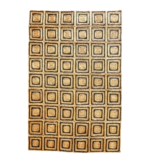 Dark tone geometric Seagrass rug