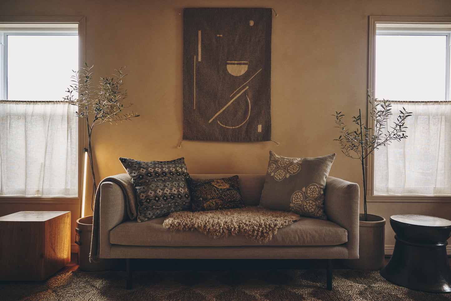 Hammered bronze side table