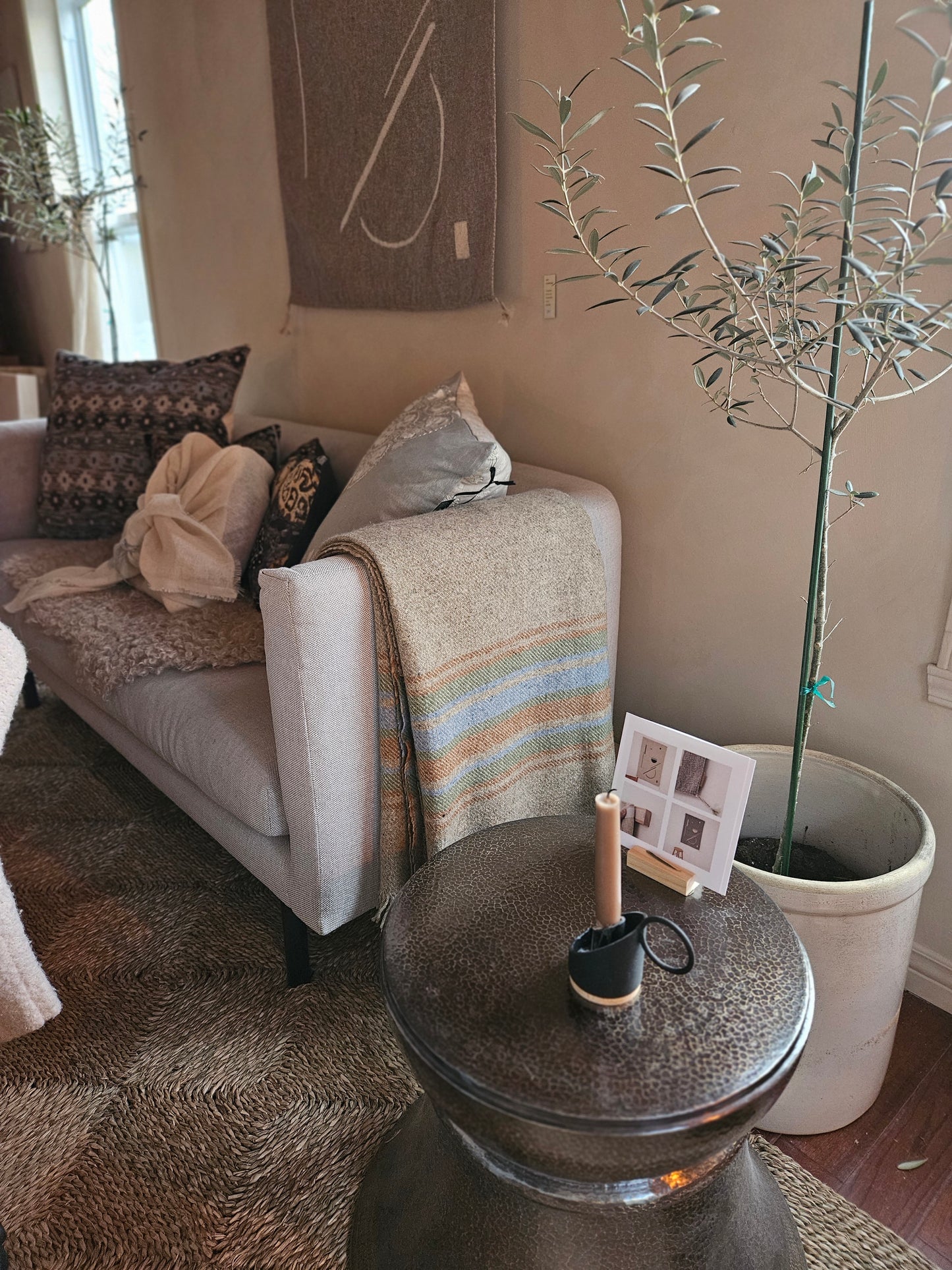 Hammered bronze side table