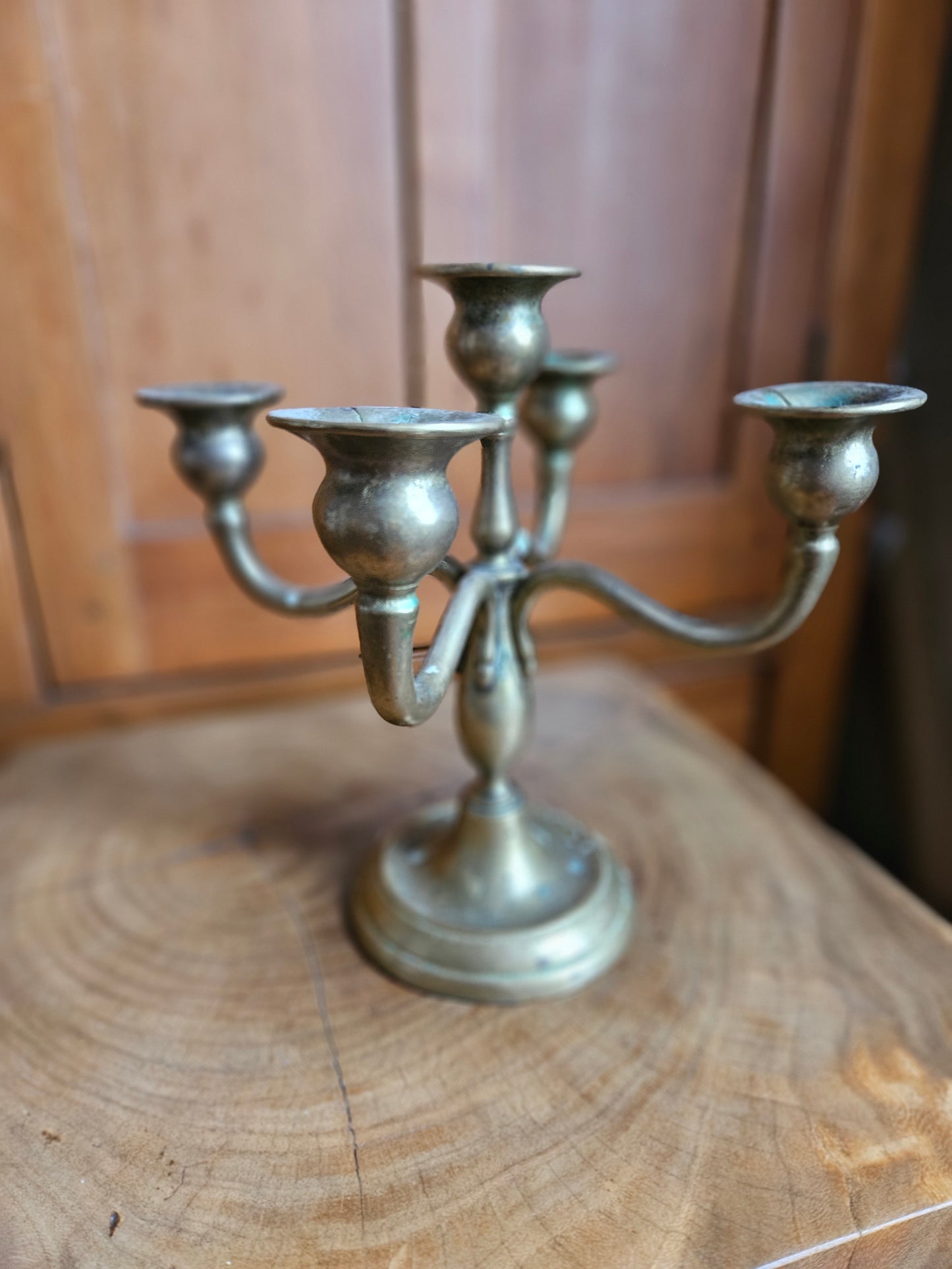 5 tier solid brass candelabra
