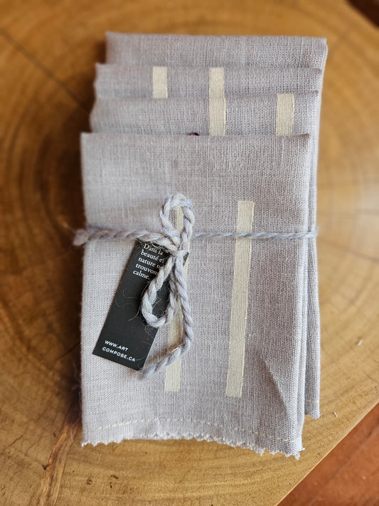 Greige linen with geometry print