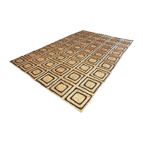 Dark tone geometric Seagrass rug